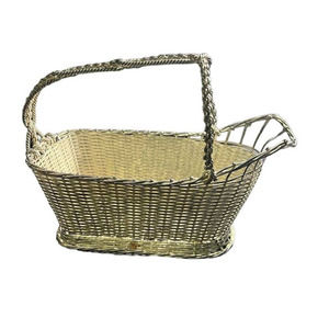 Vintage French Brass Wine Basket Holder